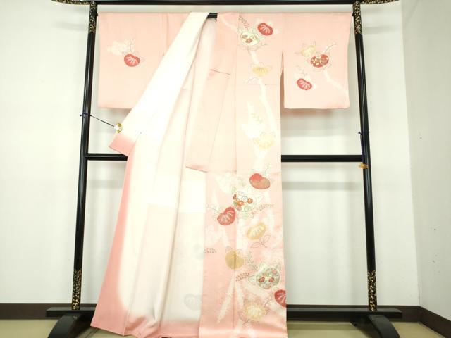 平和屋着物●創業460年・千總　訪問着　駒刺繍　絞り　橘　吉祥花文　金彩　伊勢丹扱い　正絹　逸品　DABE5878ps