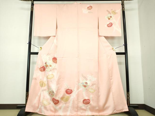 平和屋着物●創業460年・千總　訪問着　駒刺繍　絞り　橘　吉祥花文　金彩　伊勢丹扱い　正絹　逸品　DABE5878ps