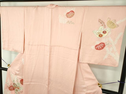平和屋着物●創業460年・千總　訪問着　駒刺繍　絞り　橘　吉祥花文　金彩　伊勢丹扱い　正絹　逸品　DABE5878ps