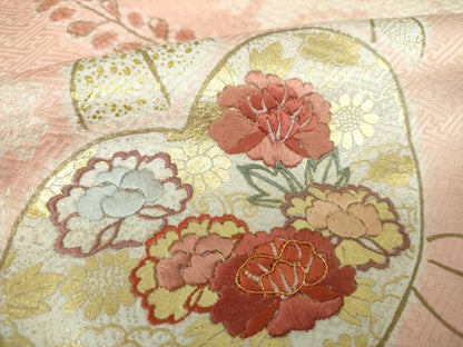 平和屋着物●創業460年・千總　訪問着　駒刺繍　絞り　橘　吉祥花文　金彩　伊勢丹扱い　正絹　逸品　DABE5878ps