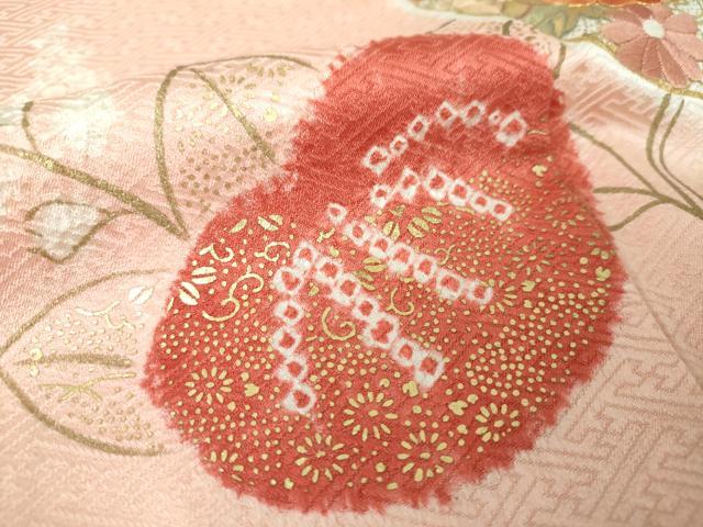 平和屋着物●創業460年・千總　訪問着　駒刺繍　絞り　橘　吉祥花文　金彩　伊勢丹扱い　正絹　逸品　DABE5878ps