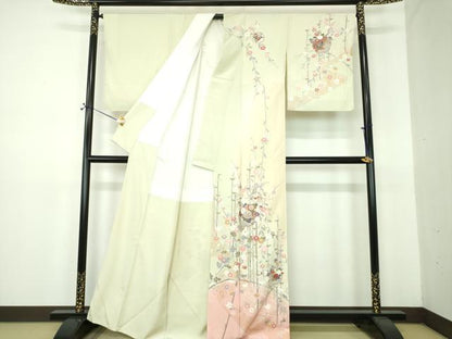 平和屋着物●訪問着　作家物　流水雪輪花文　暈し染め　金彩　正絹　逸品　未使用　DABE5880ps