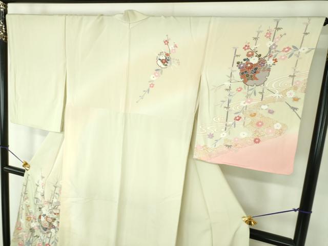 平和屋着物●訪問着　作家物　流水雪輪花文　暈し染め　金彩　正絹　逸品　未使用　DABE5880ps