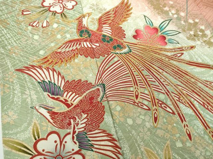 平和屋着物●世界的ファッションデザイナー 山本寛斎 kansaiブランド 振袖 駒刺繍 流水鳳凰舞桜 暈し染め 金銀彩 正絹 逸品 DABE5881ps