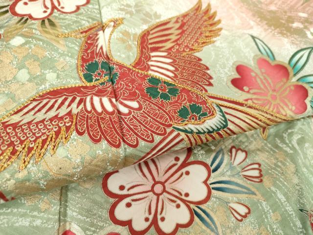 平和屋着物●世界的ファッションデザイナー 山本寛斎 kansaiブランド 振袖 駒刺繍 流水鳳凰舞桜 暈し染め 金銀彩 正絹 逸品 DABE5881ps
