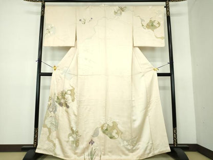 平和屋着物●訪問着　駒刺繍　吉祥花文　金彩　正絹　逸品　DABE5883ps