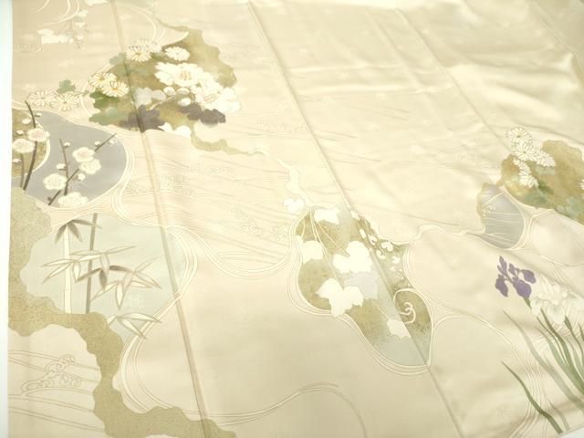 平和屋着物●訪問着　駒刺繍　吉祥花文　金彩　正絹　逸品　DABE5883ps