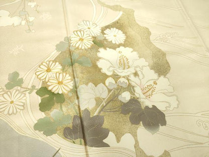 平和屋着物●訪問着　駒刺繍　吉祥花文　金彩　正絹　逸品　DABE5883ps