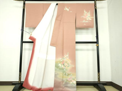 平和屋着物●訪問着　絞り　地紙花文　暈し染め　金彩　正絹　逸品　未使用　DABE5884ps
