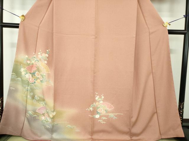 平和屋着物●訪問着　絞り　地紙花文　暈し染め　金彩　正絹　逸品　未使用　DABE5884ps