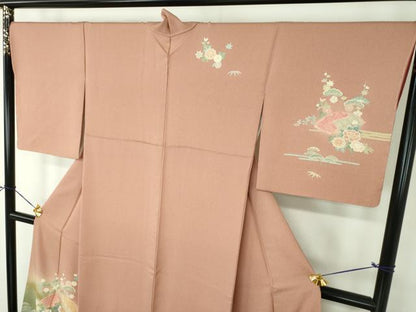 平和屋着物●訪問着　絞り　地紙花文　暈し染め　金彩　正絹　逸品　未使用　DABE5884ps