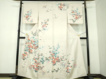 平和屋着物●訪問着　刺繍　風景花文　金彩　正絹　逸品　DABE5888ps
