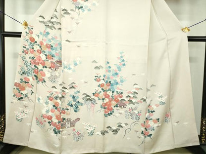 平和屋着物●訪問着　刺繍　風景花文　金彩　正絹　逸品　DABE5888ps