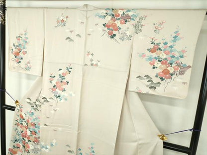 平和屋着物●訪問着　刺繍　風景花文　金彩　正絹　逸品　DABE5888ps