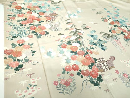 平和屋着物●訪問着　刺繍　風景花文　金彩　正絹　逸品　DABE5888ps
