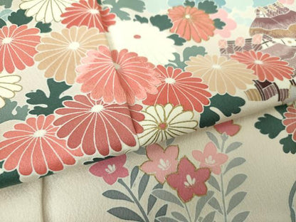 平和屋着物●訪問着　刺繍　風景花文　金彩　正絹　逸品　DABE5888ps