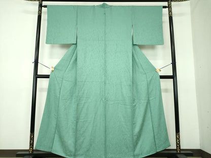 平和屋着物●上質な色無地　草葉地紋　水浅葱色　正絹　逸品　DABE5899ps