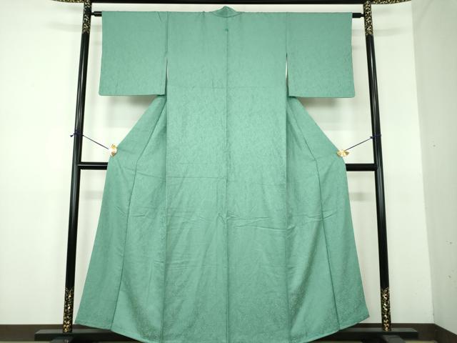 平和屋着物●上質な色無地　草葉地紋　水浅葱色　正絹　逸品　DABE5899ps