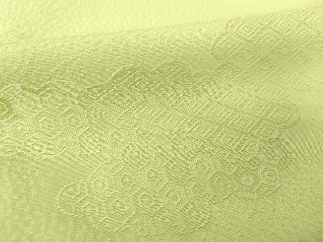 平和屋着物●上質な色無地　雲取り吉祥地紋　若菜色　正絹　逸品　未使用　DABE5901ps