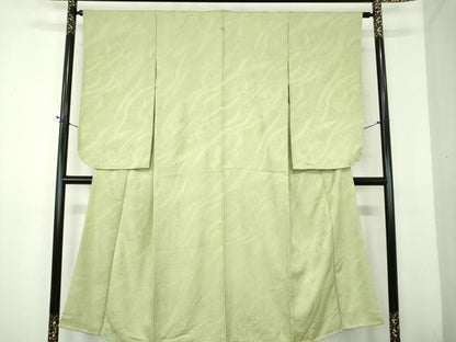 平和屋着物●上質な色無地　立波鏡裏地紋　若菜色　正絹　逸品　DABE5903ps