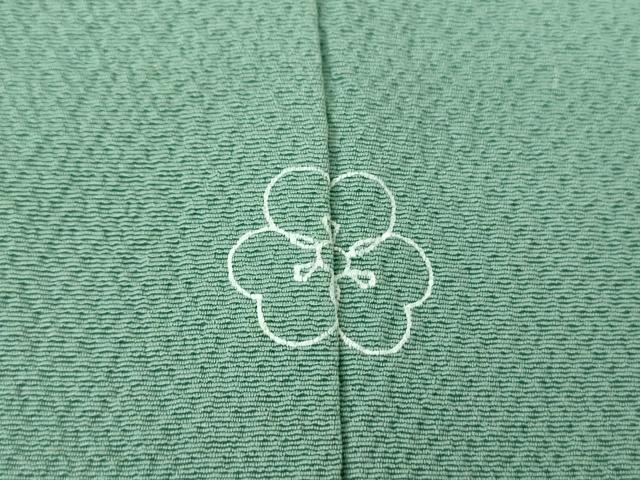 平和屋着物●上質な色無地　青竹色　鬼しぼ縮緬　正絹　逸品　DABE5905ps