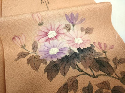 平和屋着物●二代目清次郎監修　手描き　色無地　ときがら茶色　正絹　逸品　未使用　DABE5907ps