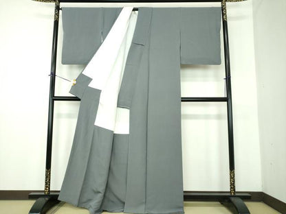 平和屋着物●上質な色無地　藍鉄色　正絹　逸品　DABE5910ps