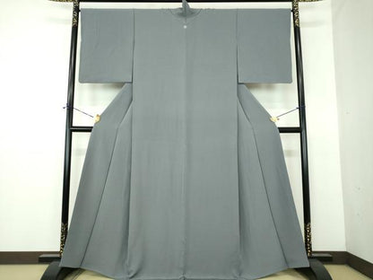 平和屋着物●上質な色無地　藍鉄色　正絹　逸品　DABE5910ps