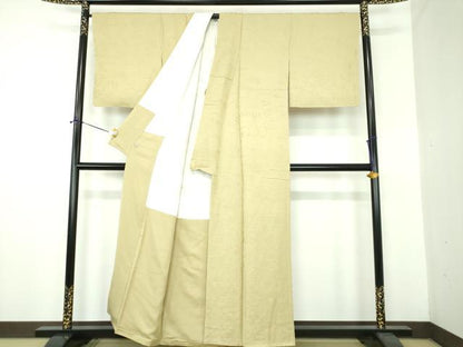 平和屋着物●上質な色無地　風景人物花地紋　砥の粉色　さが美扱い　正絹　逸品　未使用　DABE5911ps