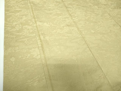 平和屋着物●上質な色無地　風景人物花地紋　砥の粉色　さが美扱い　正絹　逸品　未使用　DABE5911ps