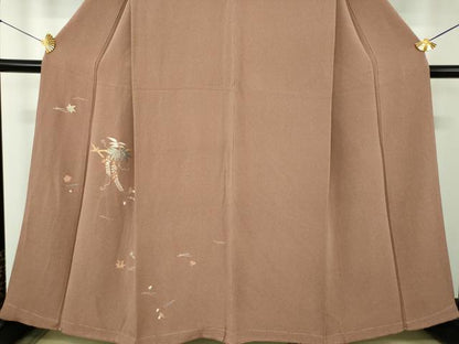 平和屋着物●訪問着　駒刺繍　総刺繍　吹き寄せ花文　藤花房　鬼しぼ縮緬　金糸　正絹　逸品　DABE5915ps