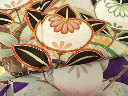平和屋着物●女優・後藤久美子ブランド　振袖　駒刺繍　枝垂れ桜　雲取り舞蝶橘　金銀彩　ますいわ屋扱い　正絹　逸品　DABE5916ps
