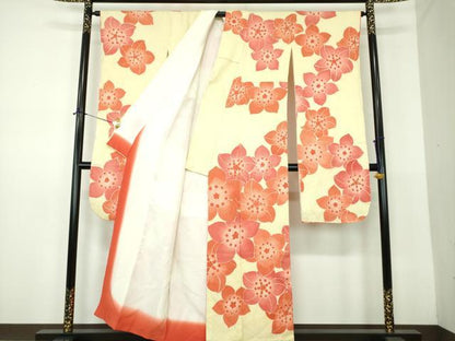 平和屋着物●名門　藤娘きぬたや・総絞り　振袖　総絞り　舞花文　正絹　逸品　DABE5917ps