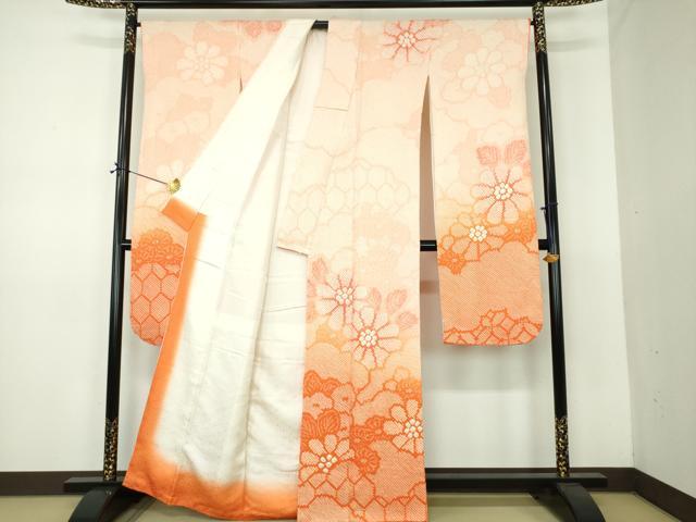 平和屋着物●豪華振袖　総絞り　雲取り花文　正絹　逸品　DABE5921ps