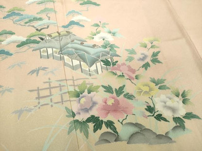 平和屋着物●訪問着　友禅　風景花文　暈し染め　正絹　逸品　DABE5922ps