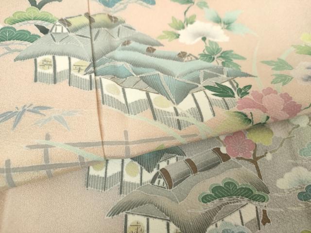 平和屋着物●訪問着　友禅　風景花文　暈し染め　正絹　逸品　DABE5922ps