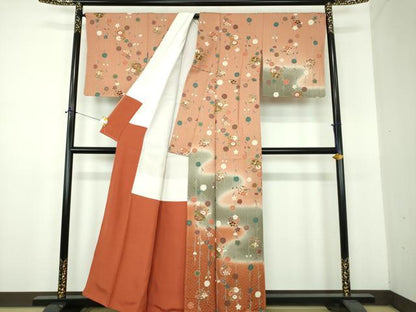 平和屋着物●訪問着　枝垂れ桜　花丸文　暈し染め　金彩　正絹　逸品　未使用　DABE5923ps