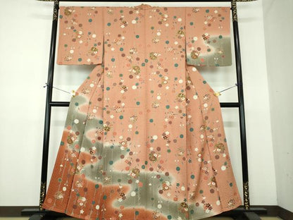 平和屋着物●訪問着　枝垂れ桜　花丸文　暈し染め　金彩　正絹　逸品　未使用　DABE5923ps