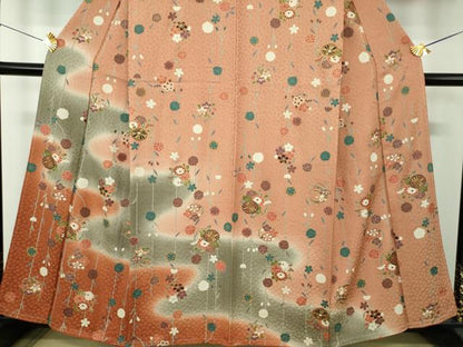 平和屋着物●訪問着　枝垂れ桜　花丸文　暈し染め　金彩　正絹　逸品　未使用　DABE5923ps
