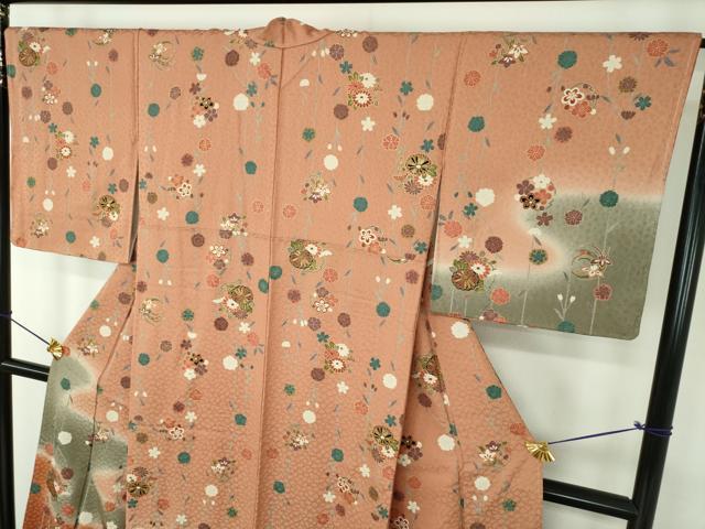 平和屋着物●訪問着　枝垂れ桜　花丸文　暈し染め　金彩　正絹　逸品　未使用　DABE5923ps