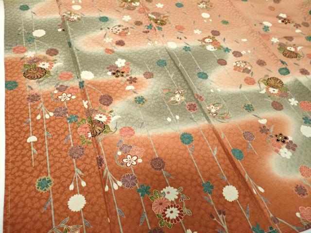 平和屋着物●訪問着　枝垂れ桜　花丸文　暈し染め　金彩　正絹　逸品　未使用　DABE5923ps