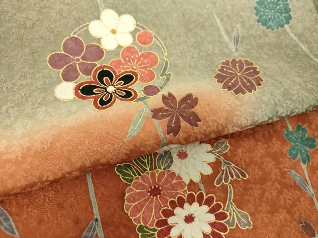 平和屋着物●訪問着　枝垂れ桜　花丸文　暈し染め　金彩　正絹　逸品　未使用　DABE5923ps