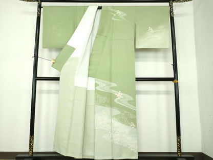 平和屋着物●訪問着　刺繍　草花文　金彩　正絹　逸品　DABE5924ps