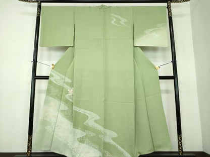 平和屋着物●訪問着　刺繍　草花文　金彩　正絹　逸品　DABE5924ps