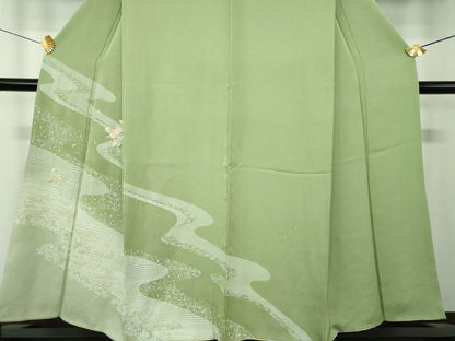 平和屋着物●訪問着　刺繍　草花文　金彩　正絹　逸品　DABE5924ps