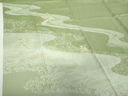 平和屋着物●訪問着　刺繍　草花文　金彩　正絹　逸品　DABE5924ps