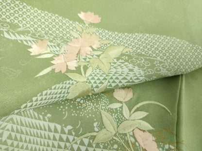 平和屋着物●訪問着　刺繍　草花文　金彩　正絹　逸品　DABE5924ps