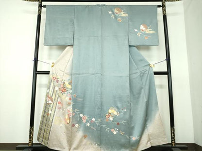 平和屋着物●訪問着　駒刺繍　枝垂れ桜　雪輪舞桜　暈し染め　金銀彩　正絹　逸品　DABE5925ps