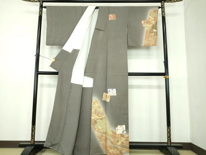 平和屋着物●訪問着　駒刺繍　源氏香花文　暈し染め　金彩　正絹　逸品　DABE5926ps