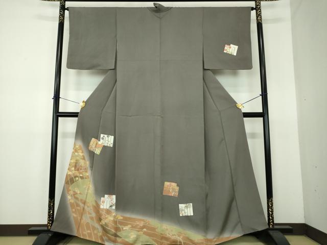 平和屋着物●訪問着　駒刺繍　源氏香花文　暈し染め　金彩　正絹　逸品　DABE5926ps
